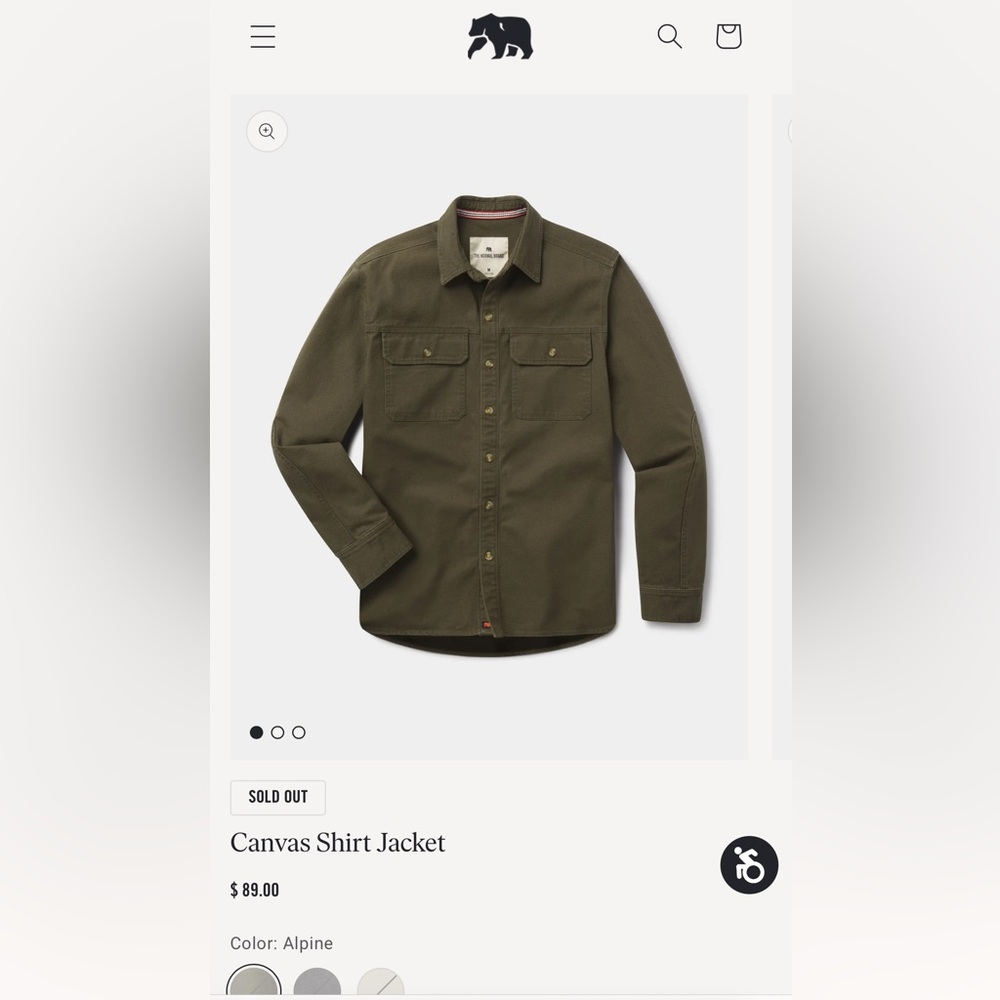 Alpine Canvas Shirt Jacket NWT